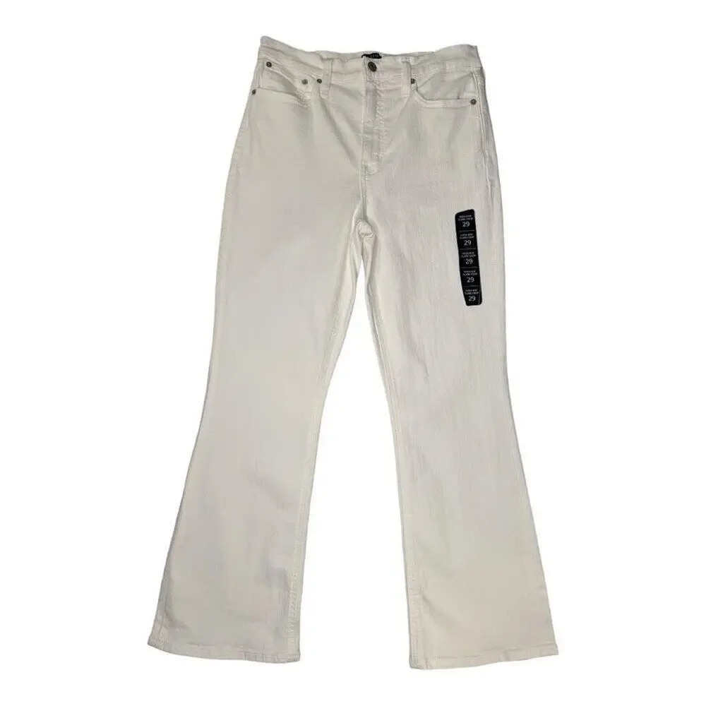 NEW J. Crew Size 8 (Size 29) Flare crop high-rise white jean signature stretch